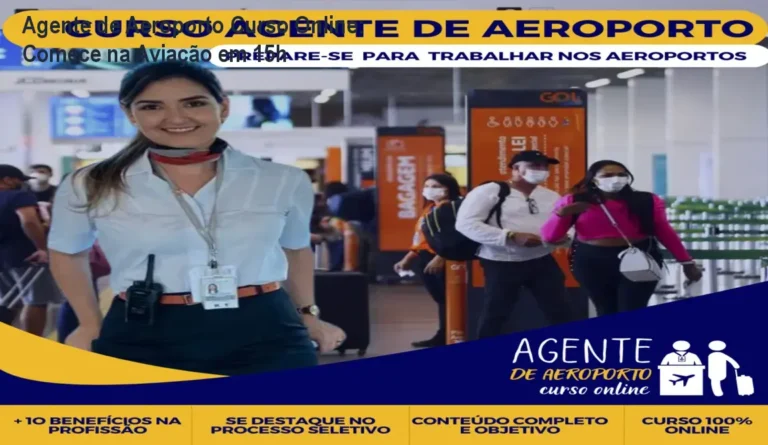 Aluno estudando o curso online de agente de aeroporto e recebendo vagas de emprego