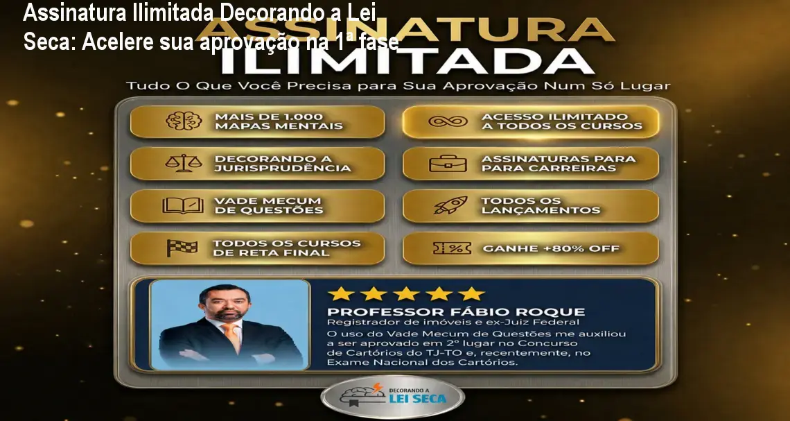 Tela da plataforma Decorando a Lei Seca com flashcards e 70 mil questões de Lei Seca