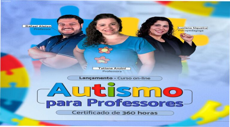 Imagem promocional do curso Autismo para Professores mostrando professores aplicando métodos práticos em sala inclusiva