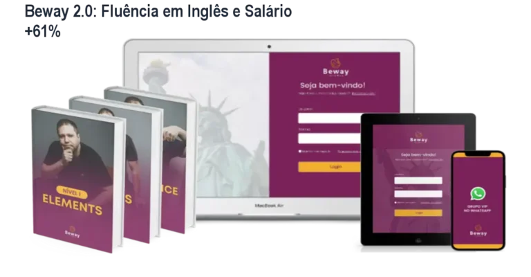 Aluno estudando o método Beway 2.0 no celular e praticando fala em inglês