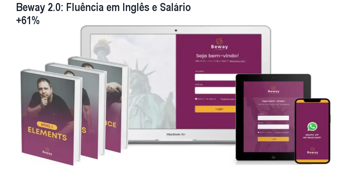 Aluno estudando o método Beway 2.0 no celular e praticando fala em inglês