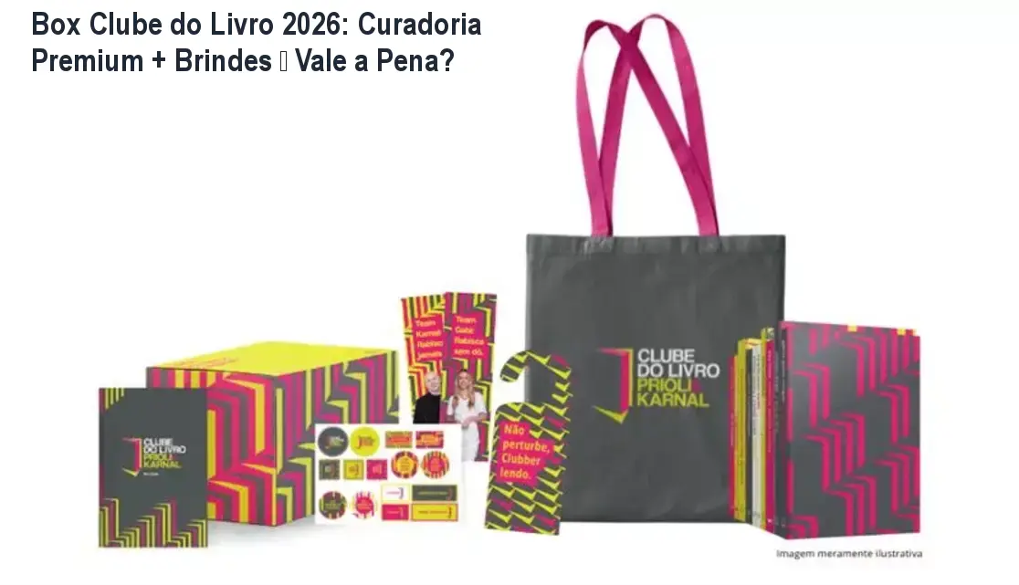 Box Clube do Livro 2026 com 10 livros curados e brindes exclusivos, ideal para leitores intelectuais