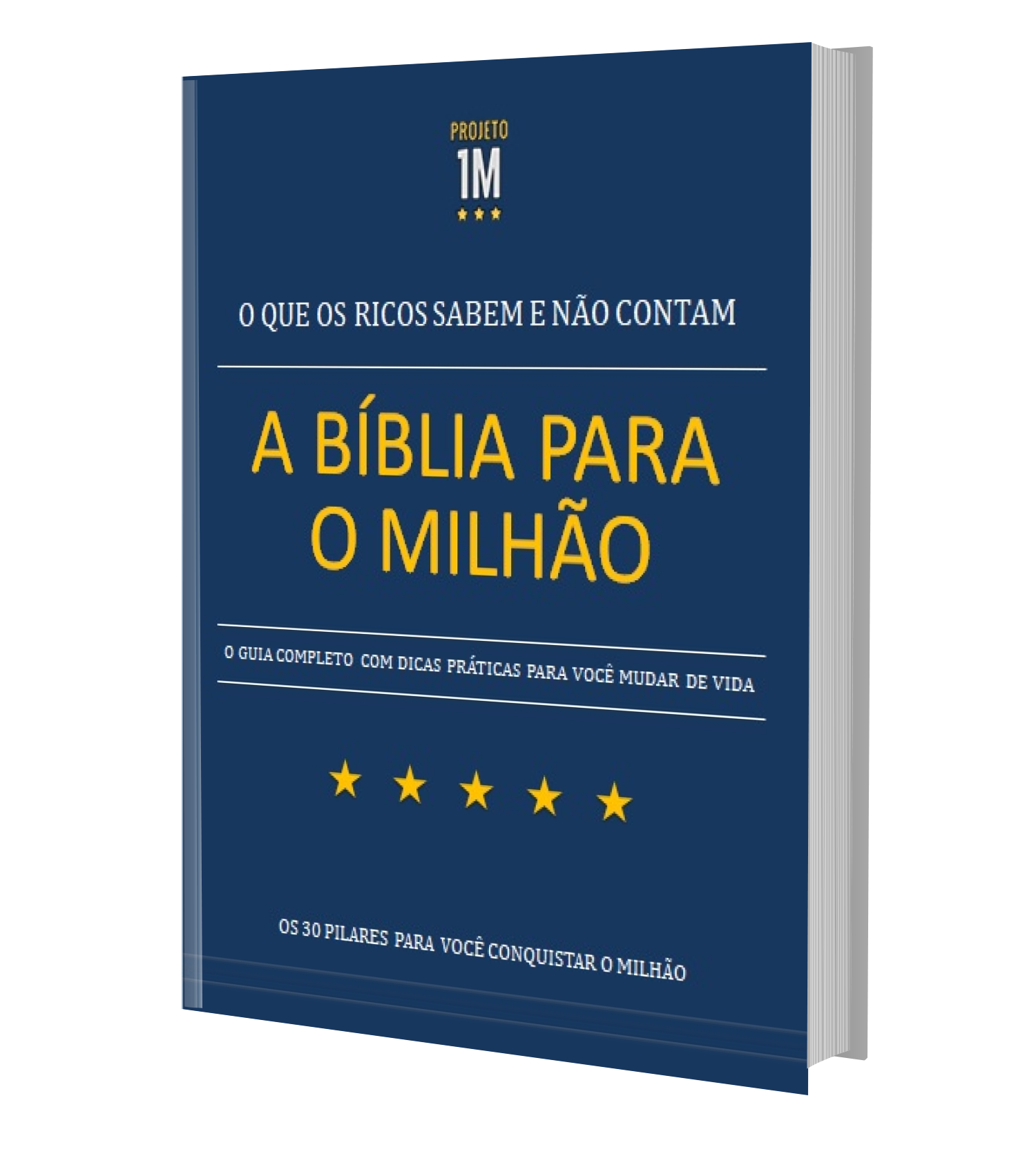 Capa do e‑book "A Bíblia Para O Milhão" com fundo azul escuro, coroa de moedas douradas e setas de crescimento, destacando o preço R$ 49,95 e a garantia de 7 dias.