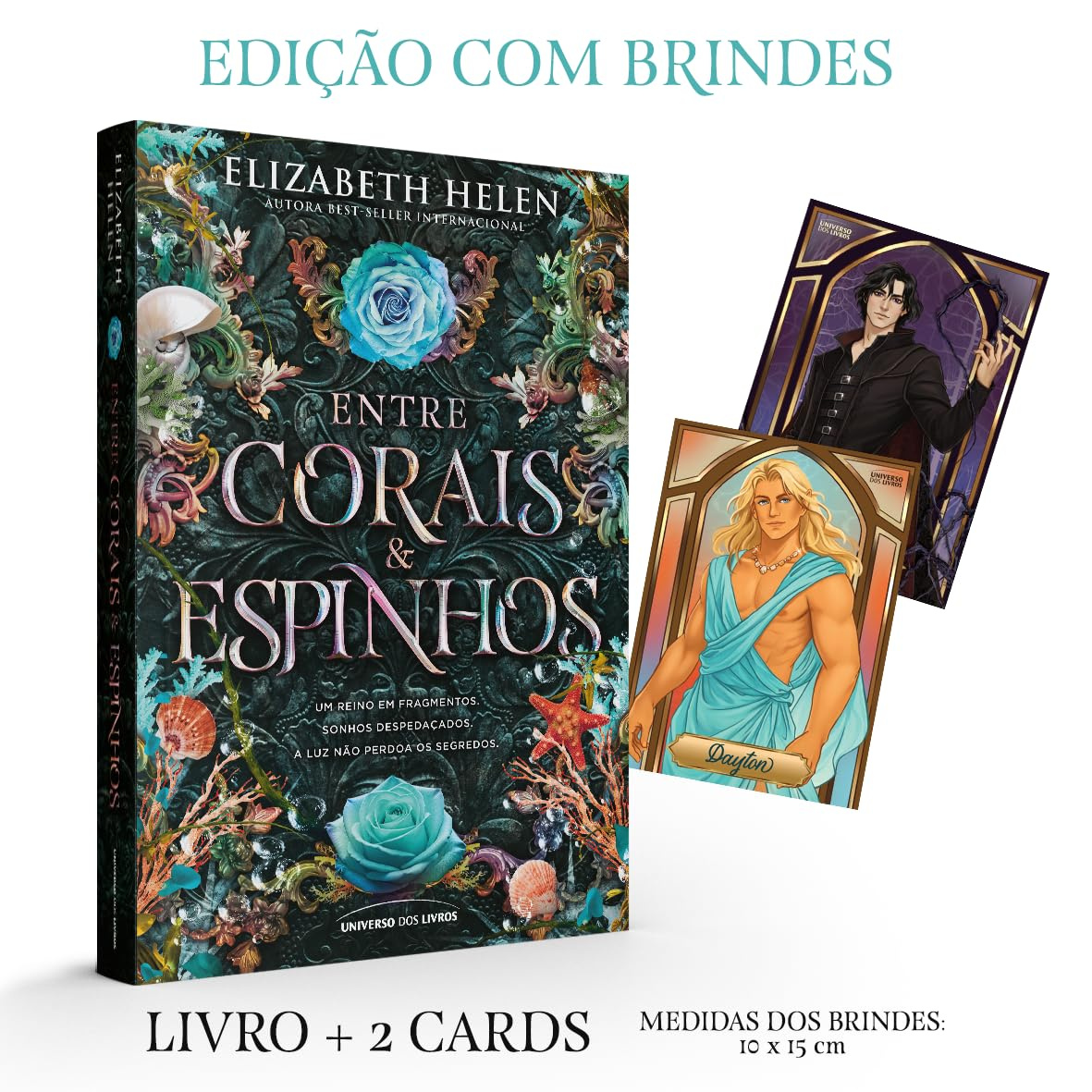 Capa ilustrada de "Entre Corais e Espinhos – Livro 4: Feras e Príncipes" mostrando Rosa e o Príncipe Dayton com o Arco da Radiância, o Vale Feérico em guerra e um torneio mortal ao fundo.