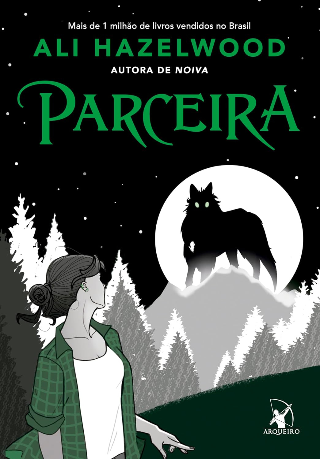 Capa do livro Parceira de Ali Hazelwood, romance paranormal sobre a primeira híbrida humana-licano enfrentando conflitos políticos e amor intenso
