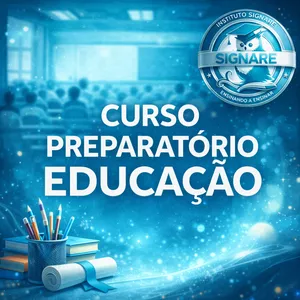 Imagem promocional do Curso Preparatório Educação destacando metodologia prática e foco em concursos municipais da área da Educação