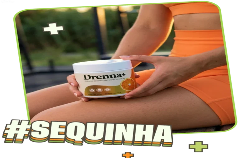 Pote de Drenna+ dissolvido em água, mostrando o efeito desinchante e controle da fome