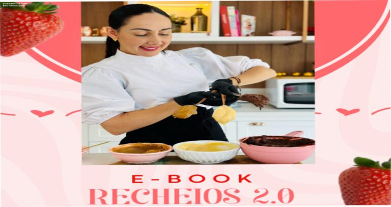 E-book Recheios 2.0 com 90 receitas testadas para bolos de festa, técnicas profissionais de confeitaria e garantia de resultado na Hotmart