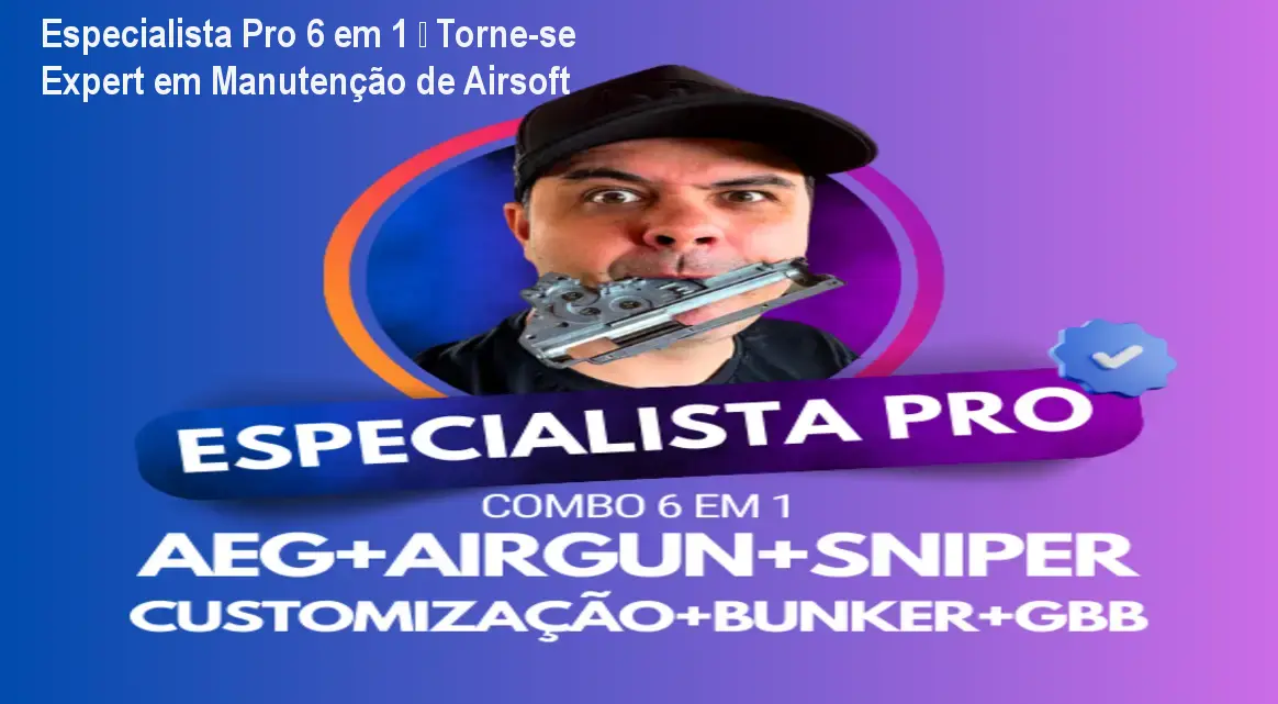 Especialista Pro 6 em 1 mostrando treinamento prático de manutenção de componentes de Airsoft