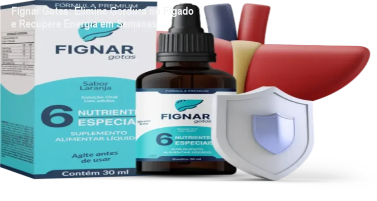 Frasco de Fignar Gotas sendo aplicado sublingualmente para limpar o fígado e aumentar a energia