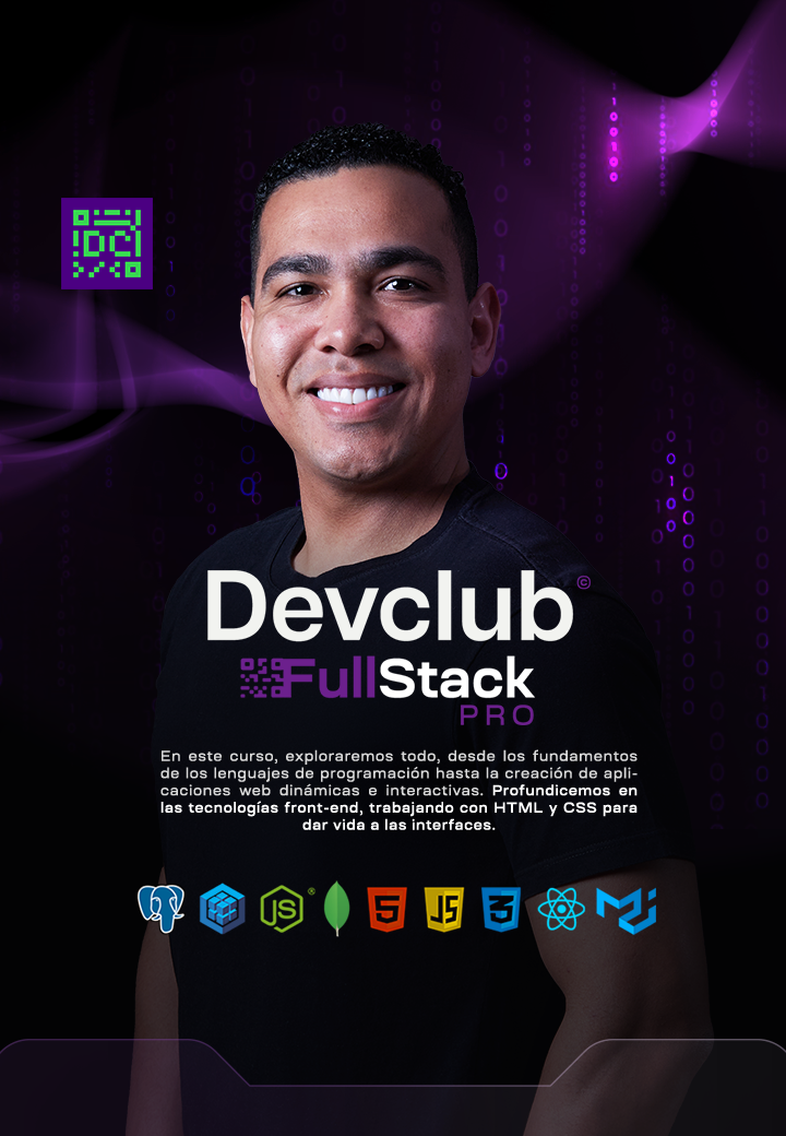 Imagem promocional da Formação DevClub Full Stack BR destacando suporte 24/7, trilha de empregabilidade e garantia de 7 dias