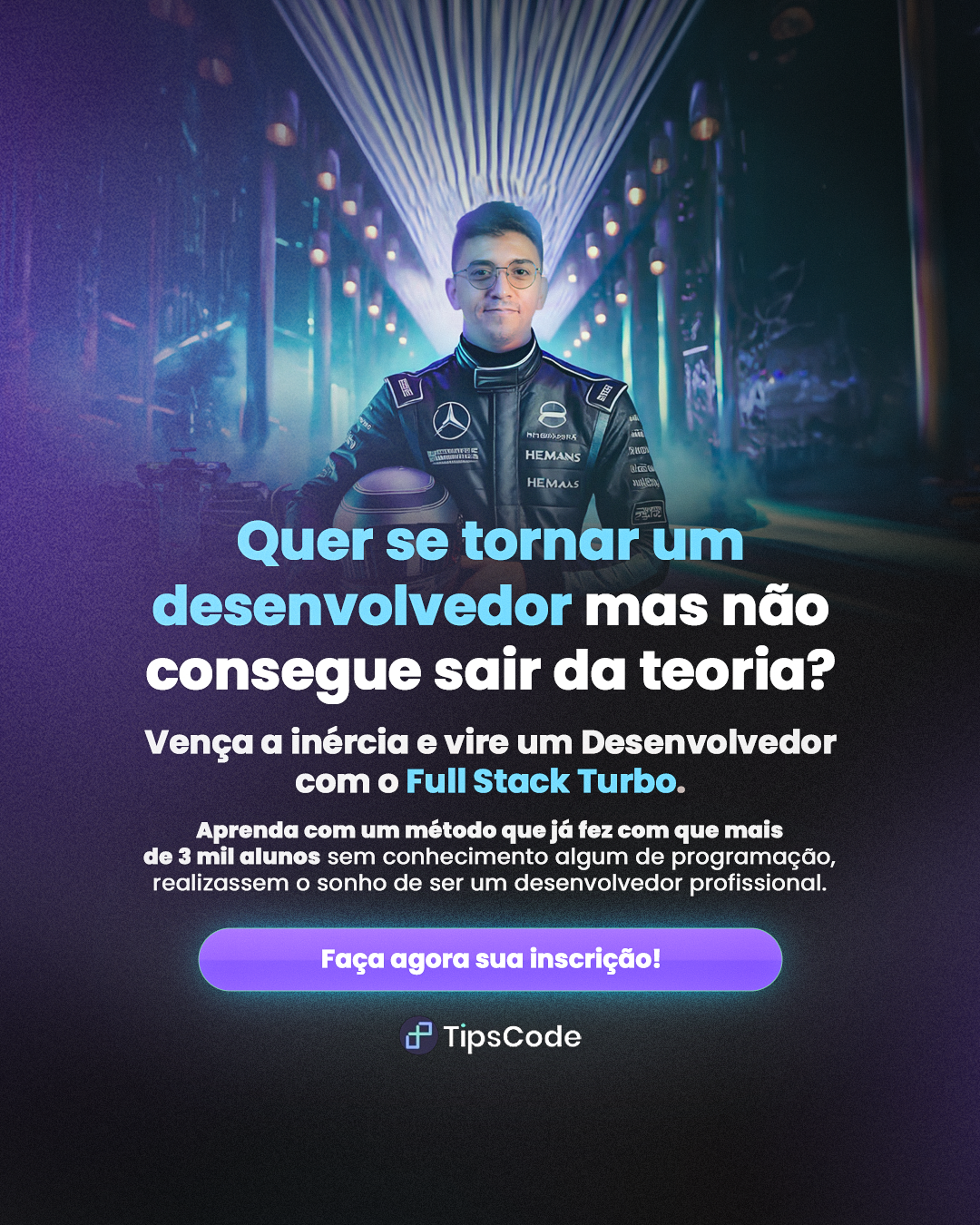 Imagem promocional do curso Full Stack Turbo mostrando Alisson Suassuna e projetos de desenvolvimento web