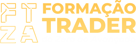 Ilustração de Hermann Greb como trader, com telas de gráficos financeiros e logo FTZA, simbolizando o curso "Trader do Zero ao Avançado".