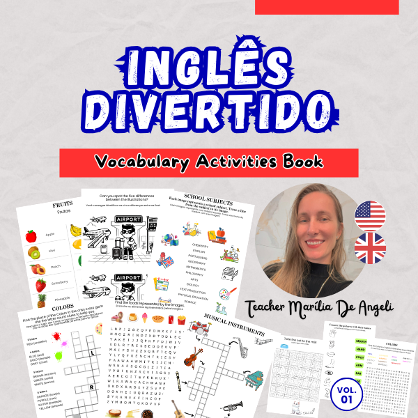 Inglês Divertido Vol. 1 - eBook com atividades lúdicas, caça-palavras, palavras cruzadas e quizzes para aprender inglês de forma divertida e eficiente