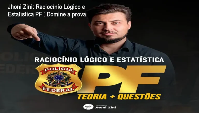 Tela do curso online de Raciocínio Lógico e Estatística para Polícia Federal, mostrando aulas práticas e teorias focadas na aprovação