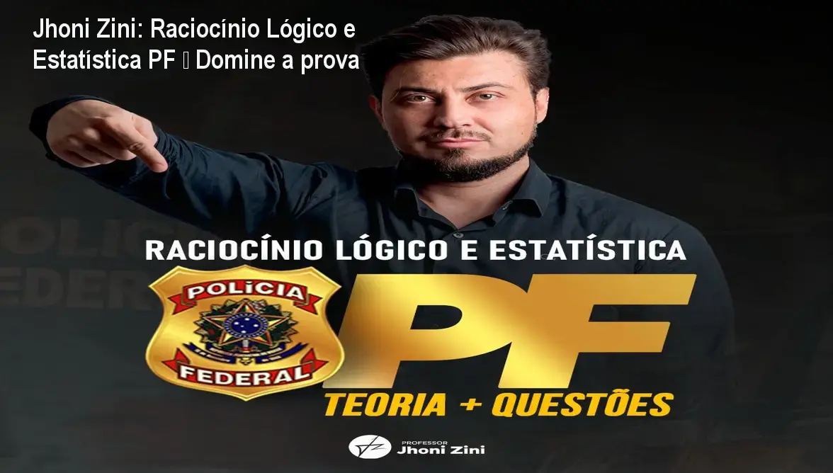Tela do curso online de Raciocínio Lógico e Estatística para Polícia Federal, mostrando aulas práticas e teorias focadas na aprovação