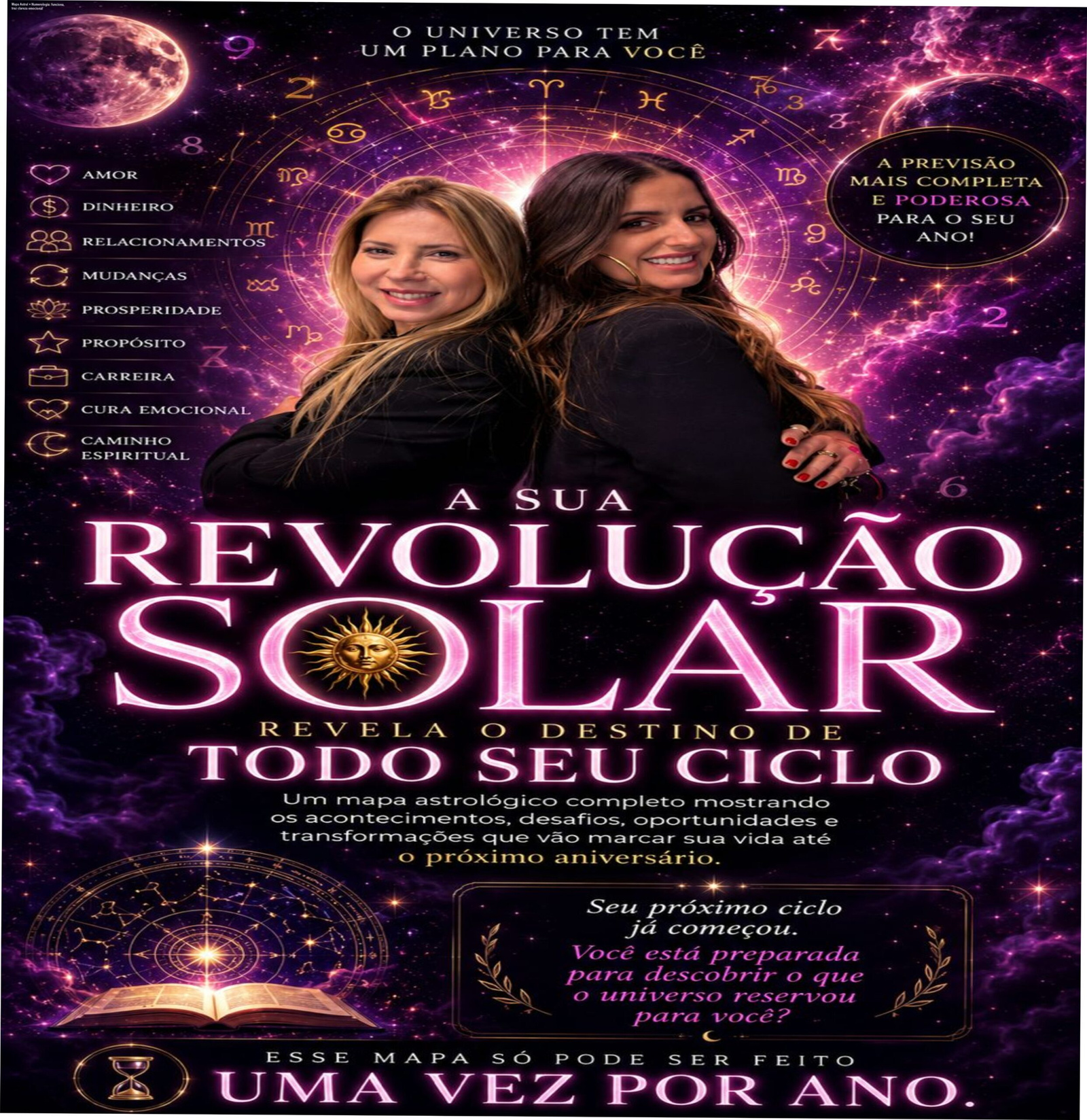 Mapa astral personalizado com numerologia e terapia, oferecendo clareza emocional e autoconhecimento