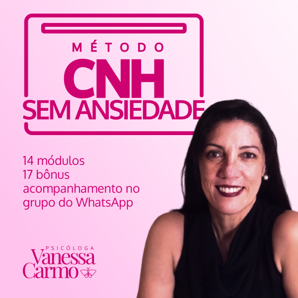 Imagem do curso Método CNH Sem Ansiedade com Vanessa Carmo Psicóloga ensinando técnicas de controle emocional para candidatos à prova prática da CNH