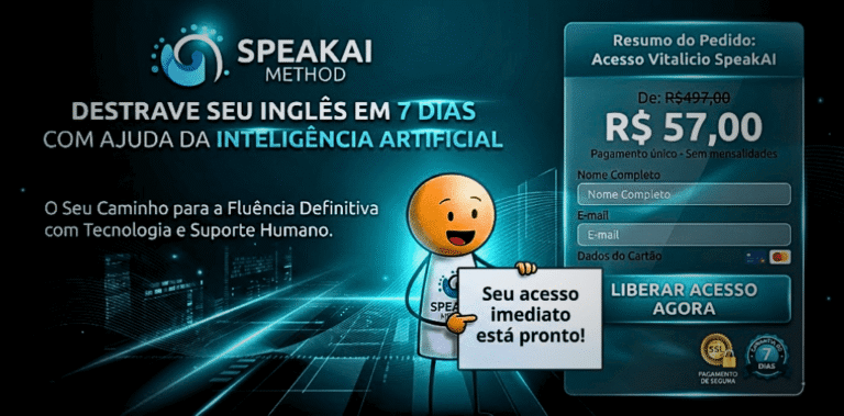 Imagem ilustrando o método SpeakAI que ajuda a destravar a fala em inglês