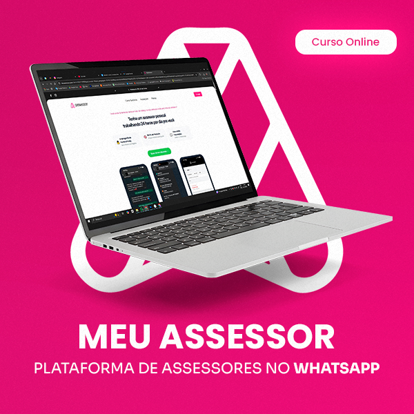 Ilustração do serviço Meu Assessor mostrando integração de finanças e agenda pelo WhatsApp com IA 24h