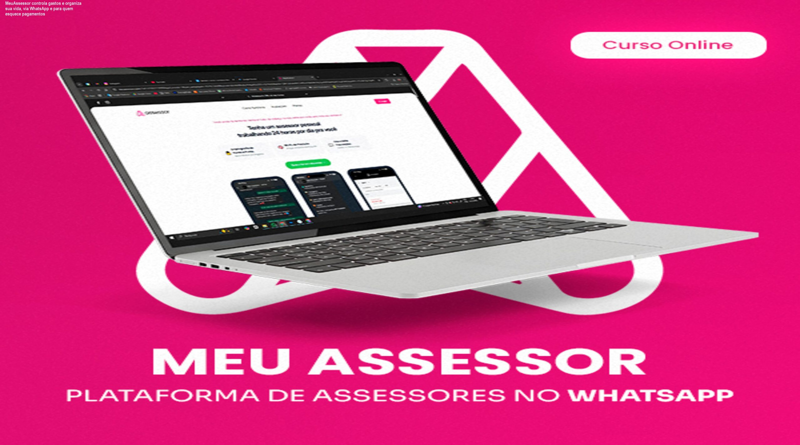 Assistente financeiro MeuAssessor no WhatsApp registrando despesas e enviando lembretes automáticos