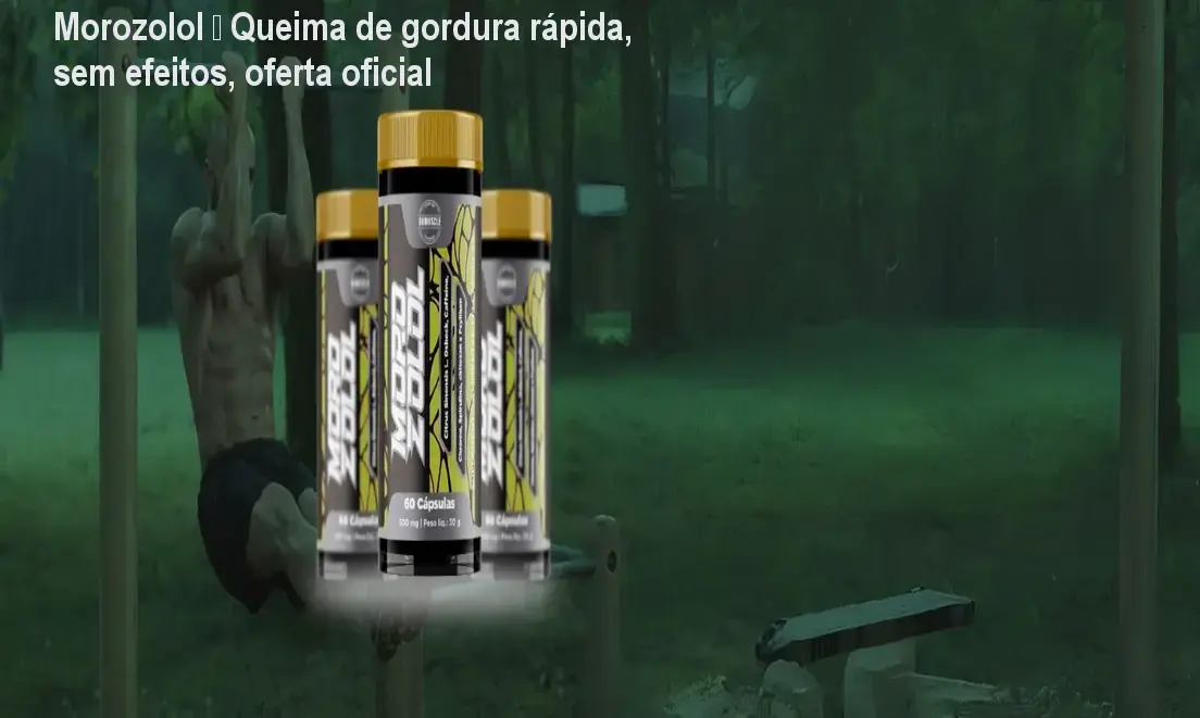 Frasco de Morozolol ao lado de fita métrica mostrando redução de medidas após uso