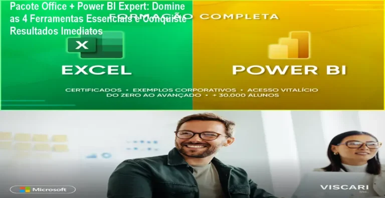 Aluno usando Excel e Power BI com templates prontos do curso Pacote Office + Power BI Expert