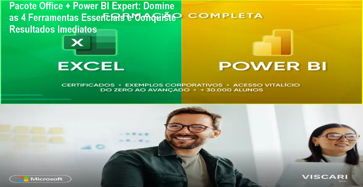 Aluno usando Excel e Power BI com templates prontos do curso Pacote Office + Power BI Expert