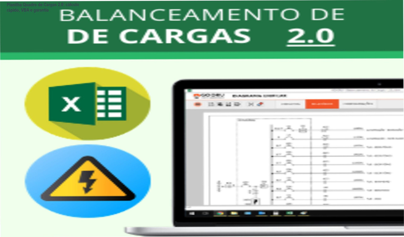 Planilha automatizada em Excel VBA para cálculo e balanceamento de quadros de cargas elétricos, gera relatórios personalizados