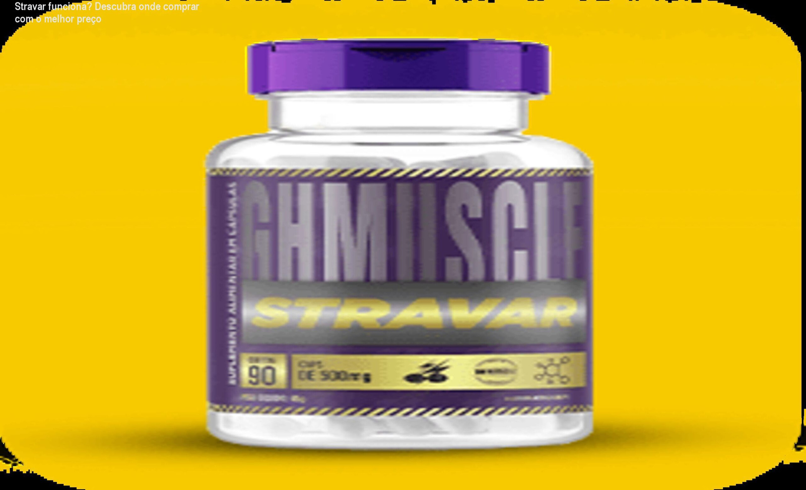 Frasco de Stravar ao lado de cama, mostrando cápsulas para uso antes de dormir e ganho muscular