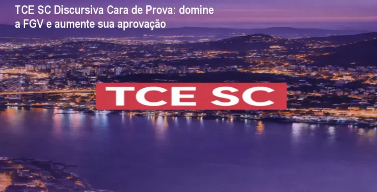 Aluno praticando discursiva do TCE SC com correções individuais e melhora de nota