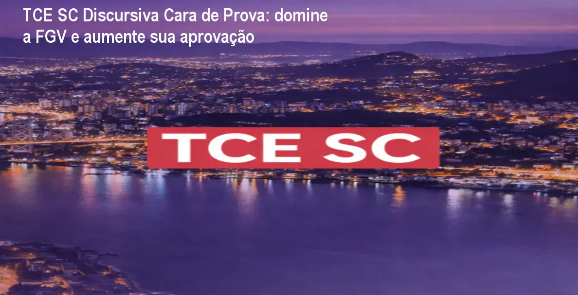 Aluno praticando discursiva do TCE SC com correções individuais e melhora de nota