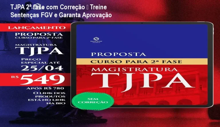 Imagem do curso TJPA 2ª fase com Correção mostrando simulados de sentenças FGV e correção individualizada