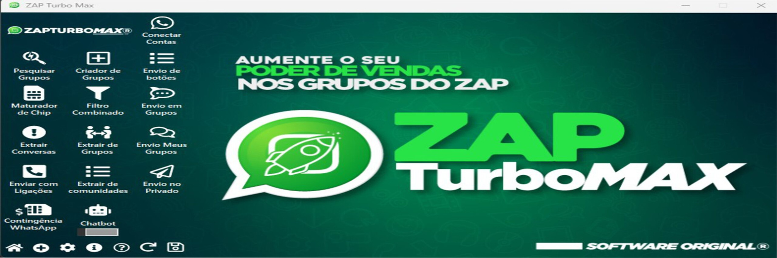 Tela do ZAPTurboMAX mostrando automação de mensagens no WhatsApp