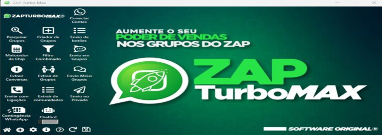 Tela do ZAPTurboMAX mostrando disparo de mensagens automatizadas no WhatsApp com proteção anti-bloqueio