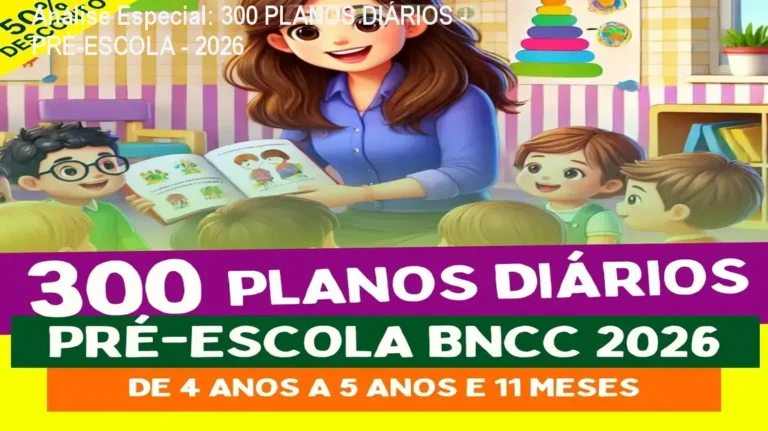 Capa informativa sobre o tema 300 PLANOS DIÁRIOS - PRÉ-ESCOLA - 2026