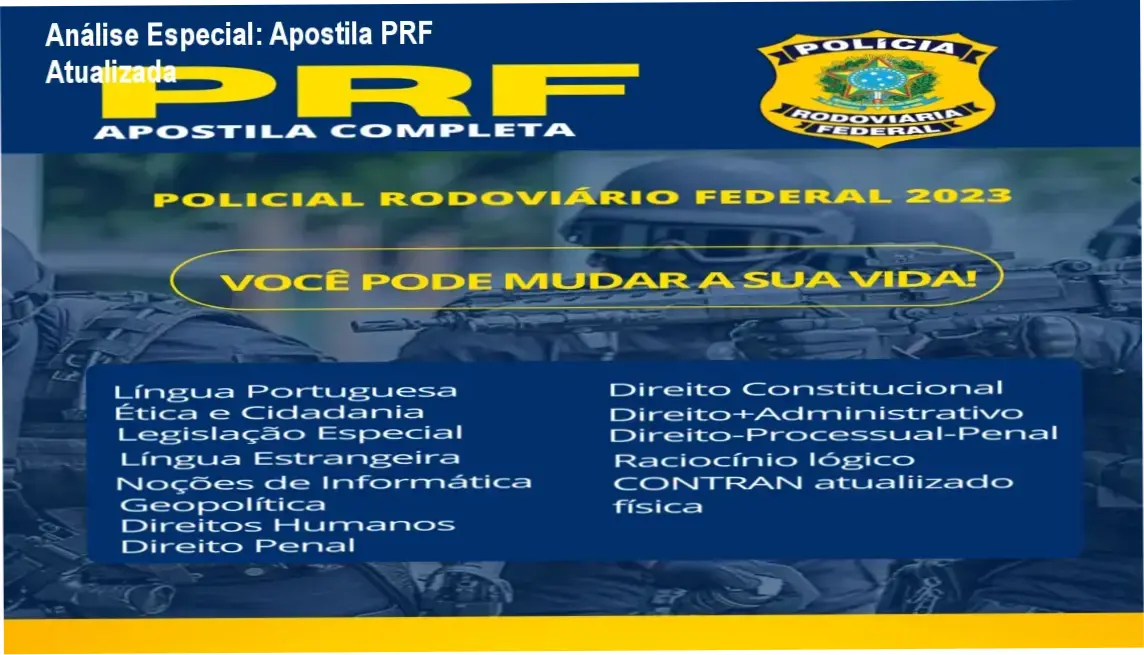 Capa informativa sobre o tema Apostila PRF Atualizada