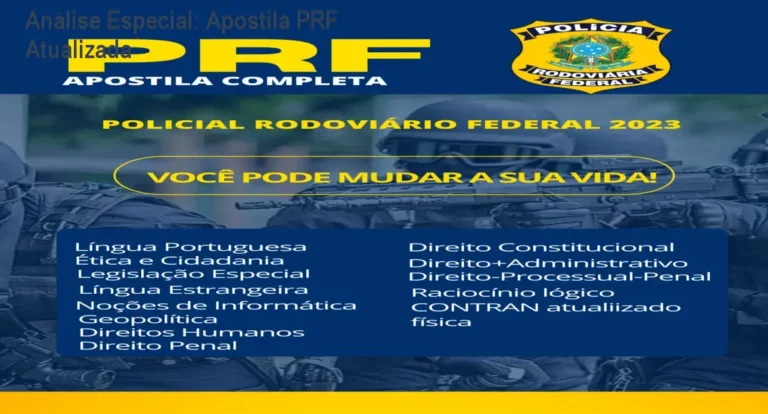 Capa informativa sobre o tema Apostila PRF Atualizada