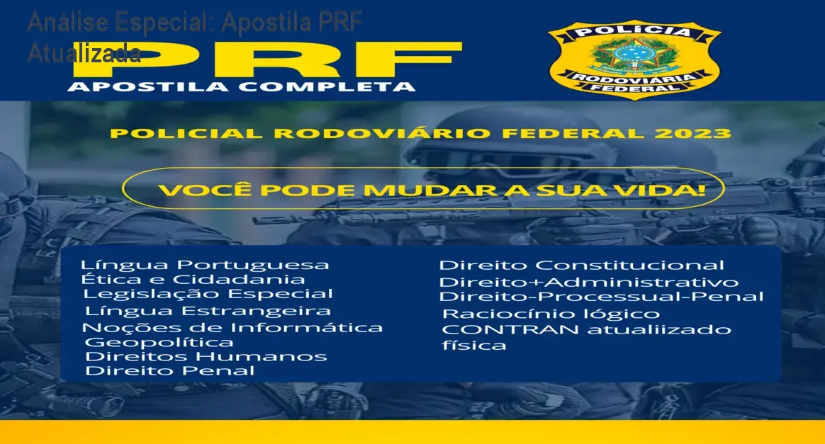 Capa informativa sobre o tema Apostila PRF Atualizada