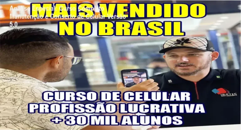 Capa informativa sobre o tema Curso Completo Manutenção e Conserto de Celular Versão 5.0