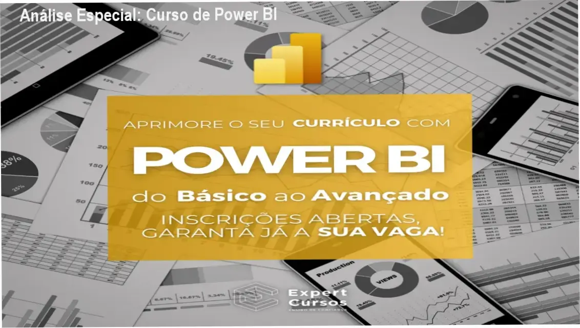 Capa informativa sobre o tema Curso de Power BI