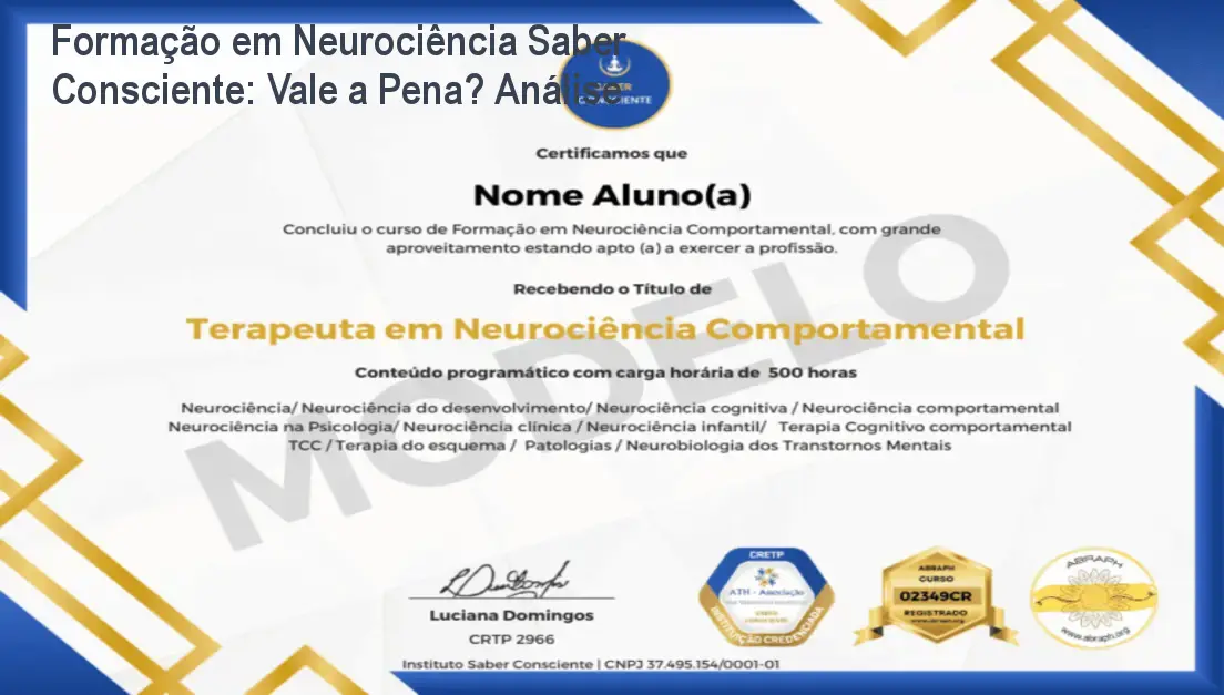 Material didático sobre neurociência comportamental e terapias integrativas em tela de computador