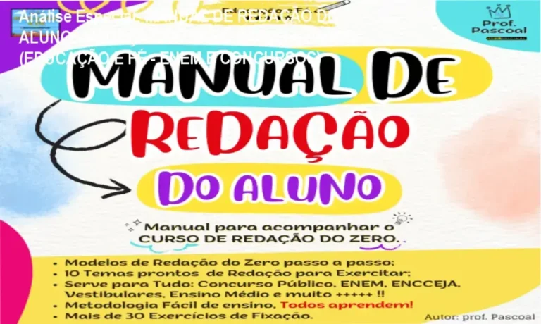 Capa informativa sobre o tema MANUAL DE REDAÇÃO DO ALUNO - REDAÇÃO DO ZERO PASSO A PASSO (EDUCAÇÃO E FÉ - ENEM E CONCURSOS)