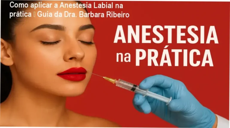 Dra. Barbara Ribeiro demonstrando a técnica de anestesia labial indolor em ambiente clínico