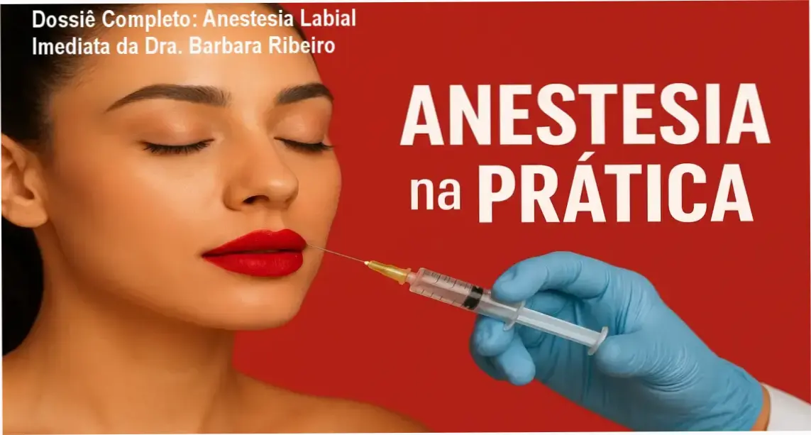 Imagem demonstrando a técnica de anestesia labial imediata da Dra. Barbara Ribeiro em ação