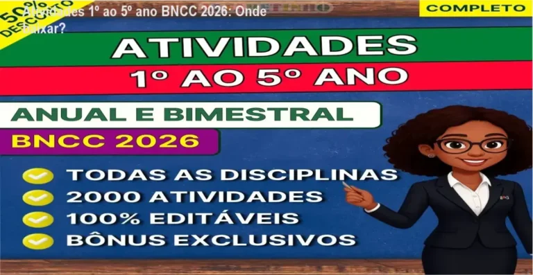 Imagem mostrando o pacote de Atividades BNCC 2026 para 1º ao 5º ano pronto para download