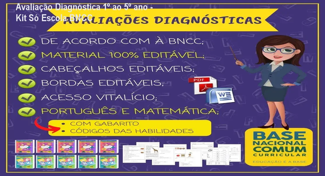 Avaliação Diagnóstica 1º ao 5º ano - Kit Só Escola BNCC