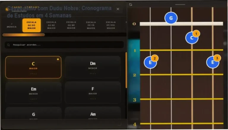 Cavaquinho com Dudu Nobre - cronograma de estudos e carga horária