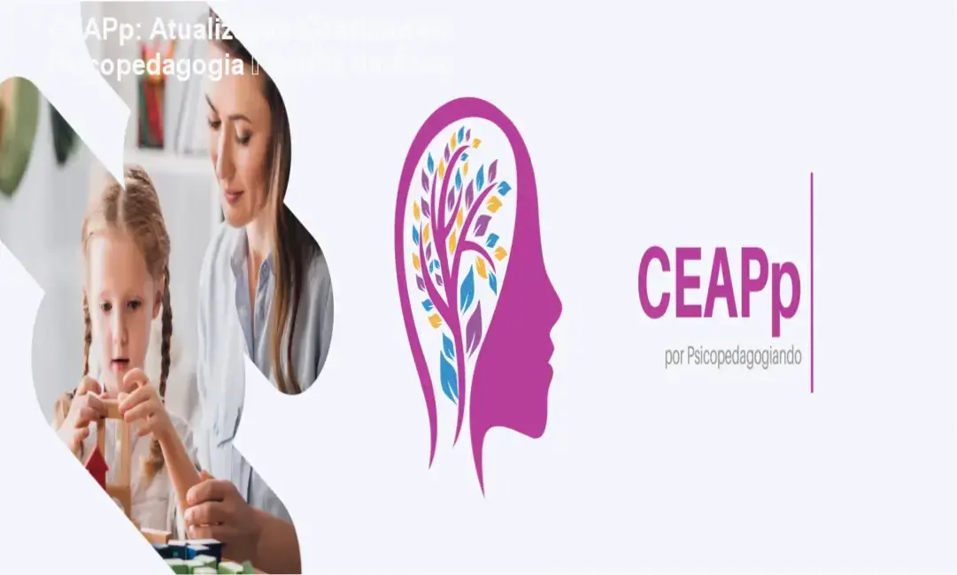 Tela da plataforma CEAPp mostrando aulas, materiais e agenda de lives semanais para psicopedagogos