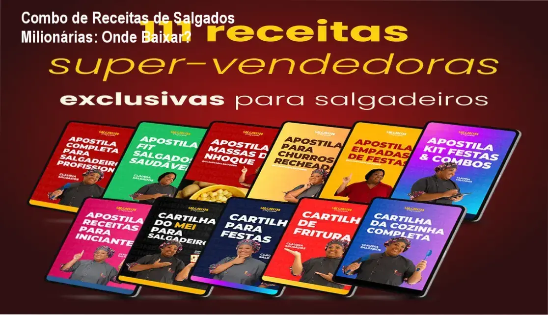 Capa digital do Combo de Receitas de Salgados Milionárias mostrando receitas para máquinas modeladoras